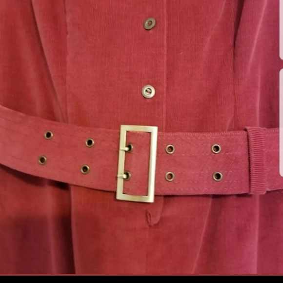 TALBOTS Shirt Dress Corduroy Cotton Red Carmine Size 2 Petites - Picture 5 of 7